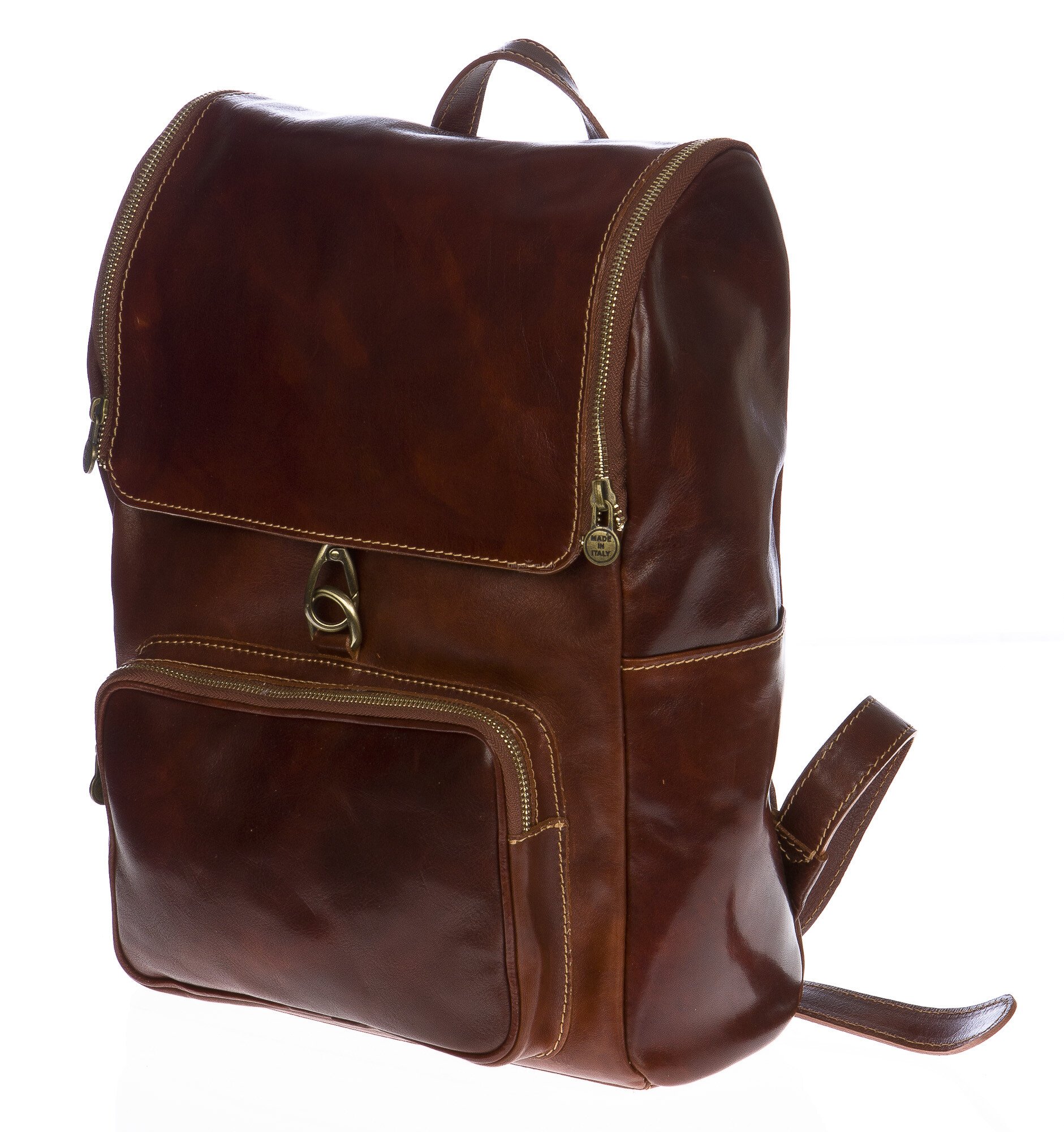 Borsa zaino in vera pelle marrone